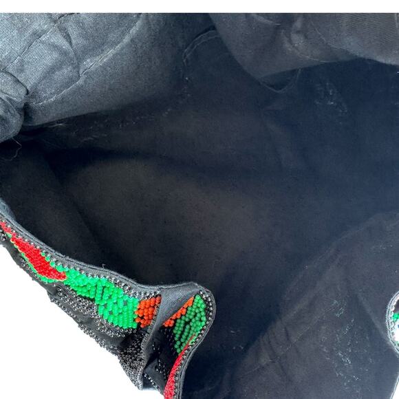 Vintage Beaded Peacock Floral Drawstring Handbag Bag Circa 1960s - Picture 6 of 6